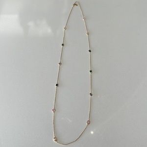 Extra long Kate Spade gold gemstone necklace